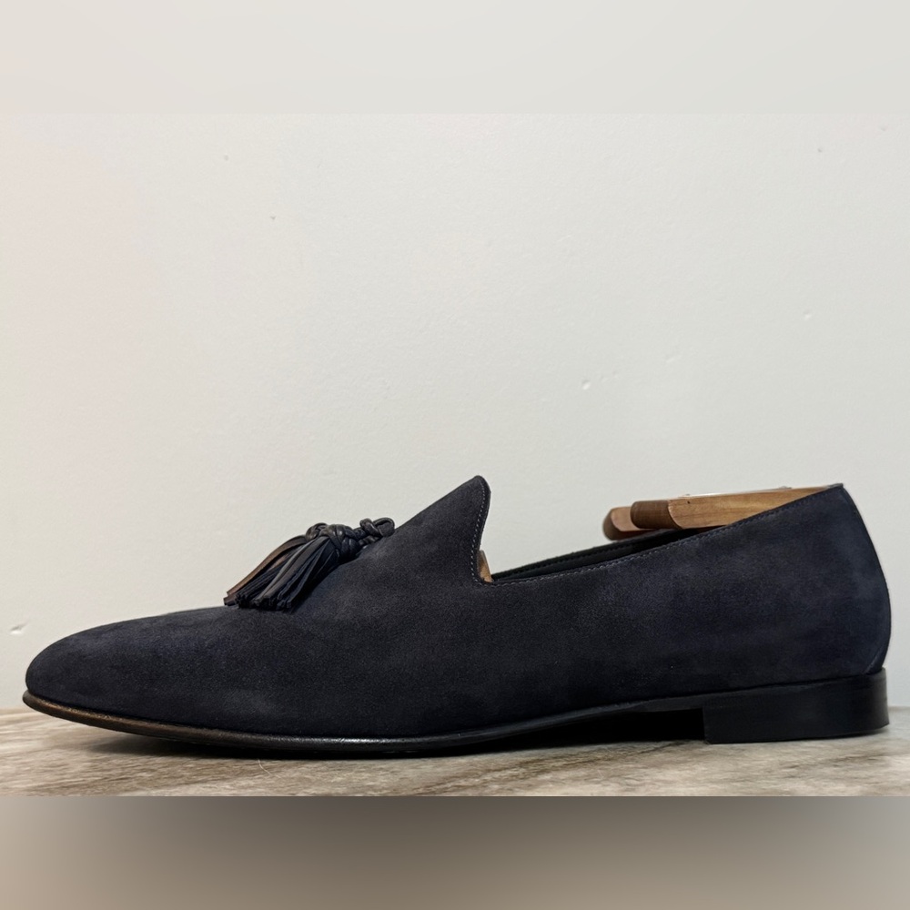 BURBERRY PRORSUM NAVY BLUE SUEDE TASSEL LOAFERS SLIPPERS 44 / 11 US $1000 - Picture 4 of 12